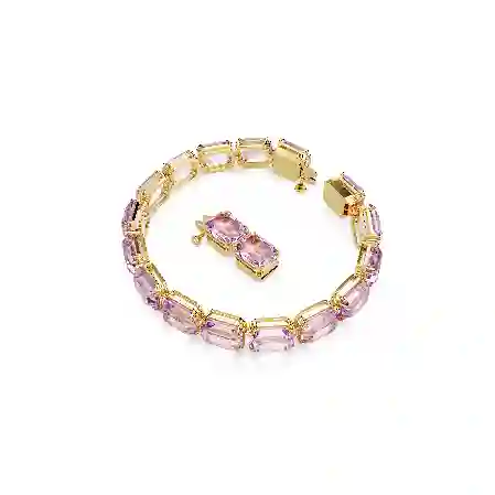 Resim Millenia Tennis bileklik, Sekizgen kesim, Mor, Altın rengi kaplama