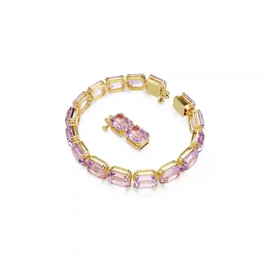 Resim Millenia Tennis bileklik, Sekizgen kesim, Mor, Altın rengi kaplama