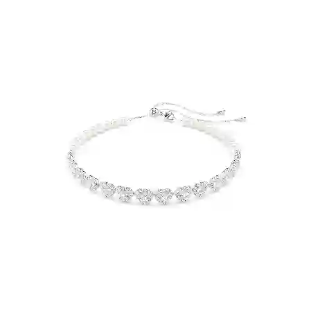 Resim Ariana Grande x Swarovski Tennis gerdanlık, Karışık kesimler, Kristal inci, Kalp, Beyaz, Rodyum kaplama