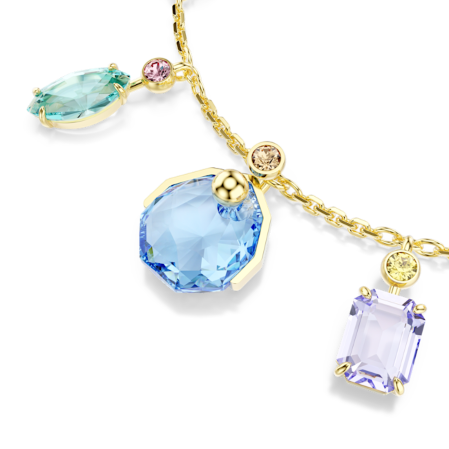 Resim Gema Bileklik, Karışık kesimler, Sallantılı kristaller, Çok renkli, Altın rengi kaplama
