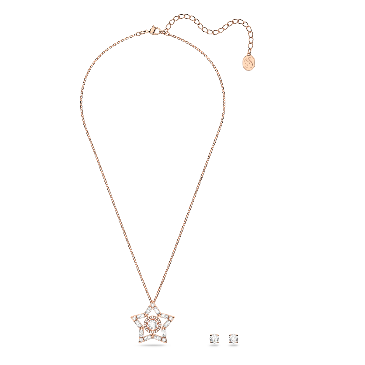 Resim Stella Set, Karışık kesimler, Yıldız, Beyaz, Pembe altın rengi kaplama