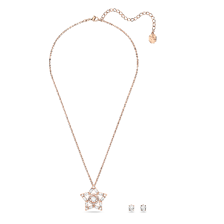 Resim Stella Set, Karışık kesimler, Yıldız, Beyaz, Pembe altın rengi kaplama