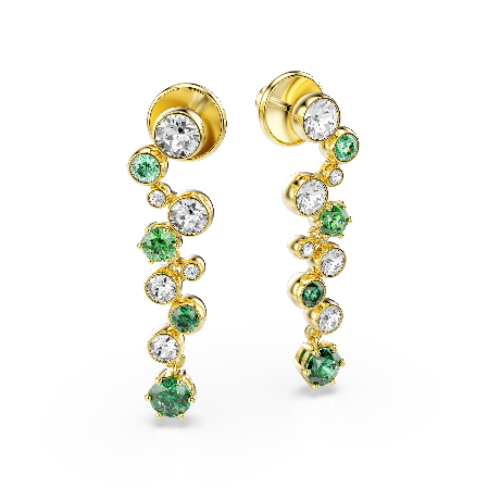 Resim Constella damla küpeler, Karışık kesimler, Yeşil, Altın rengi kaplama