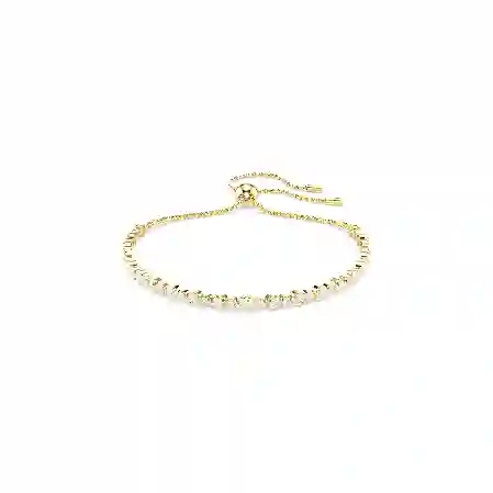 Resim Matrix Tennis bileklik, Yuvarlak kesim, Beyaz, Altın rengi kaplama