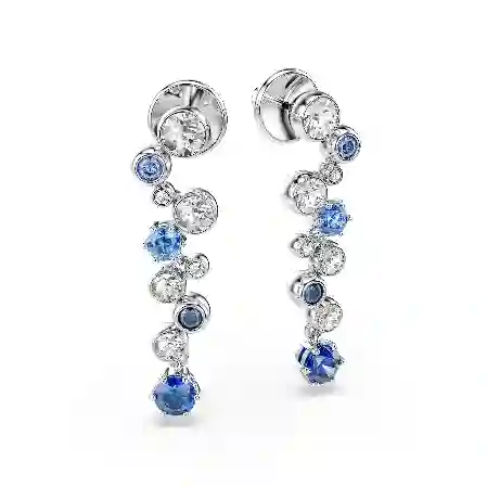 Resim Constella damla küpeler, Karışık kesimler, Mavi, Rodyum kaplama