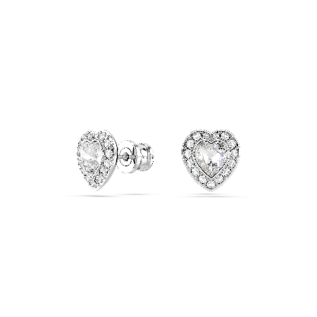Resim Ariana Grande x Swarovski düğme Küpeler, Karışık kesimler, Kalp, Beyaz, Rodyum kaplama