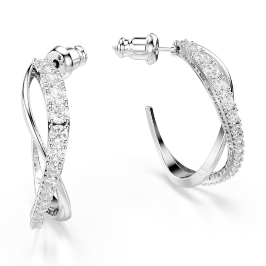 Resim Hyperbola halka küpeler, Beyaz, Rodyum kaplama