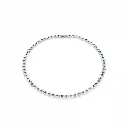 Resim Una Angelic Tennis kolye, Yuvarlak kesim, Mavi, Rodyum kaplama