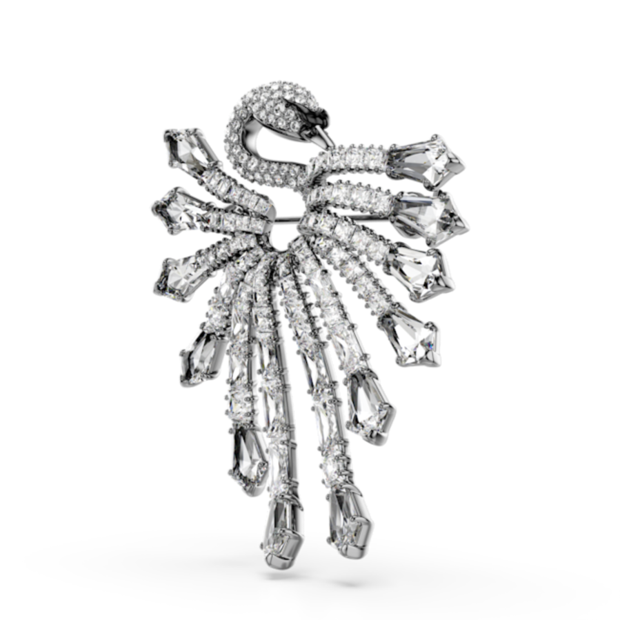 Resim The Vienna Collection Broş, Kuğu, Beyaz, Rutenyum kaplama