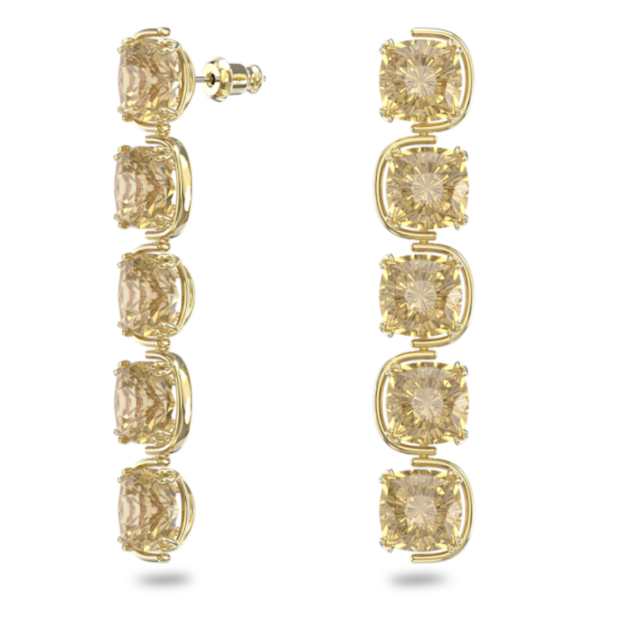 Resim Harmonia damla küpeler, Yastık kesim hareketli kristaller, Altın Rengi, Altın rengi kaplama