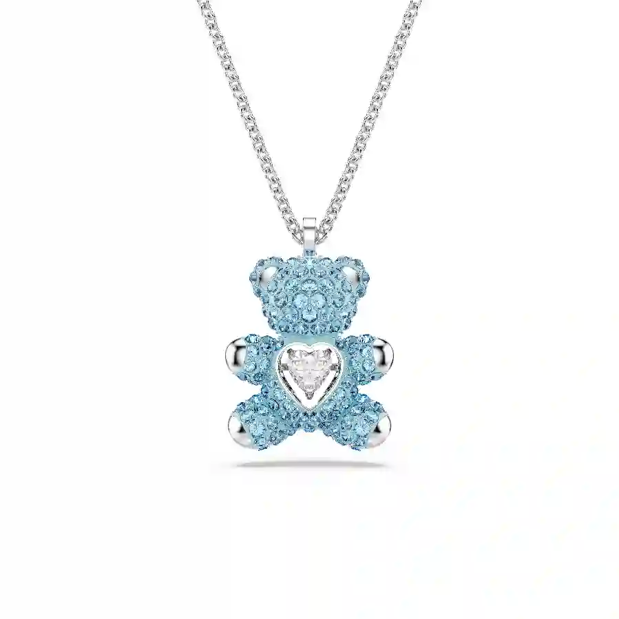 Resim Teddy Kolye, Ayıcık, Mavi, Rodyum kaplama