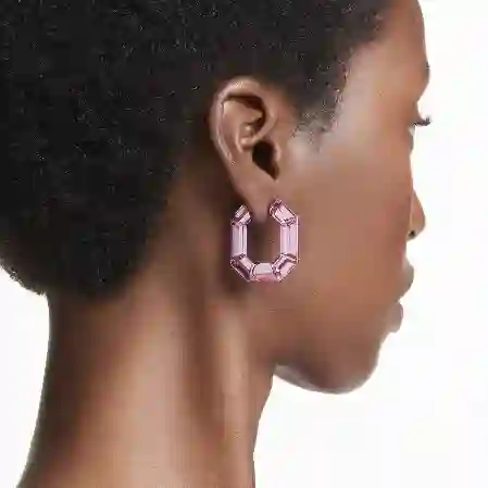 Resim Lucent halka küpeler, Sekizgen şekil, Küçük, Pembe