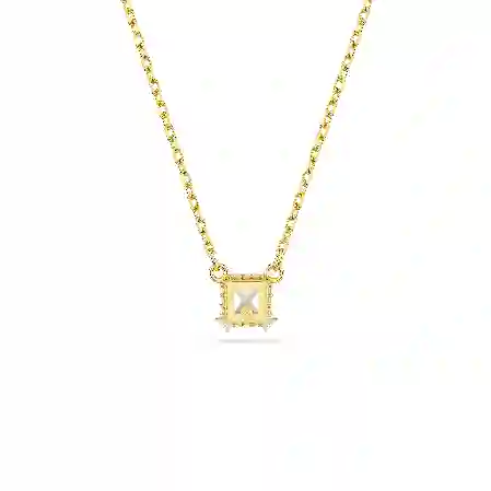 Resim Stilla Attract Kolye, Kare kesim, Beyaz, Altın rengi kaplama