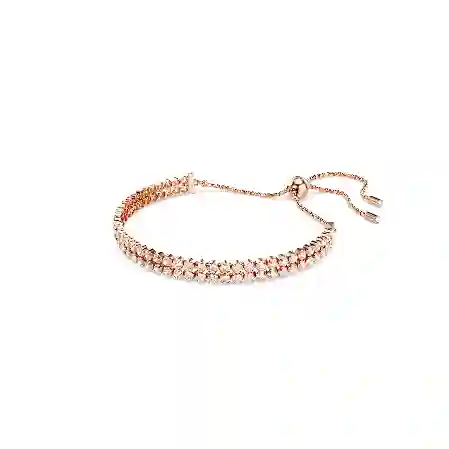 Resim Matrix Tennis bileklik, Yuvarlak kesim, Beyaz, Pembe altın rengi kaplama