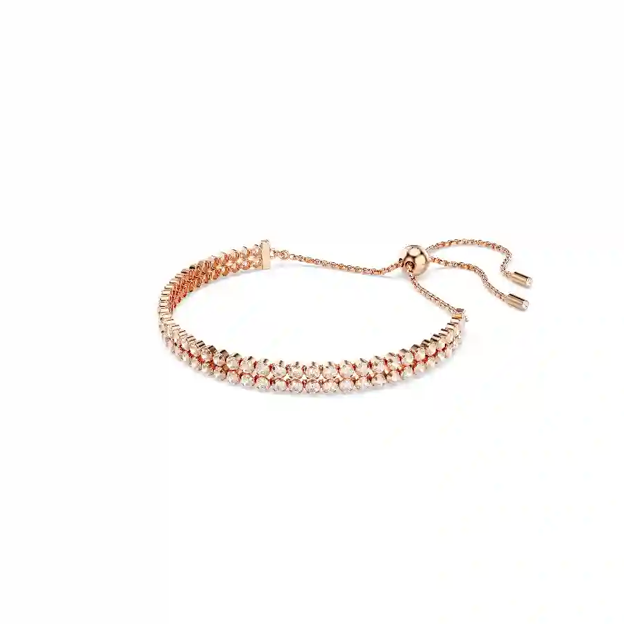 Resim Matrix Tennis bileklik, Yuvarlak kesim, Beyaz, Pembe altın rengi kaplama