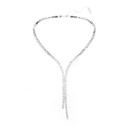 Resim Matrix Y-Kolye, Yuvarlak kesim, Beyaz, Rodyum kaplama