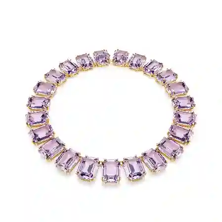 Resim Millenia Tennis kolye, Büyük kristaller, Sekizgen kesim, Mor, Altın rengi kaplama
