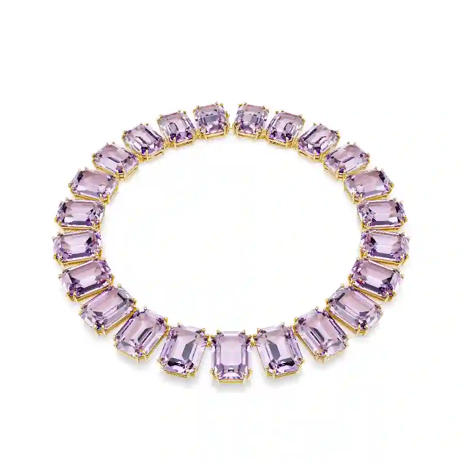 Resim Millenia Tennis kolye, Büyük kristaller, Sekizgen kesim, Mor, Altın rengi kaplama