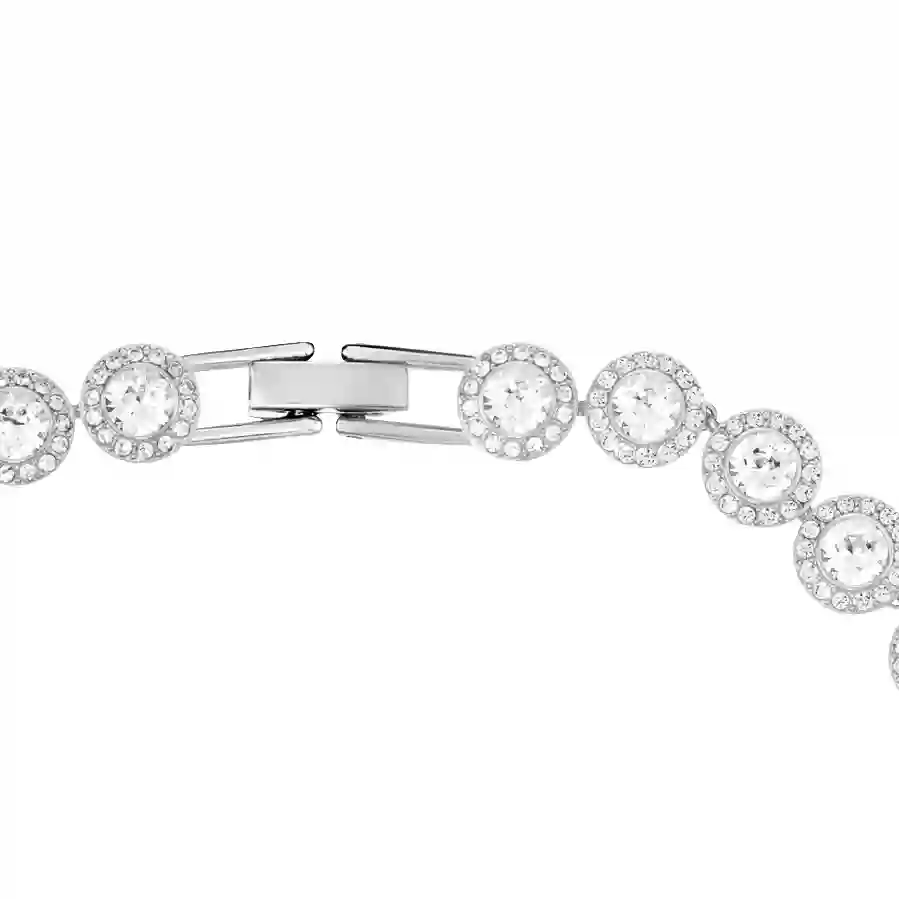 Resim Una Angelic Tennis kolye, Yuvarlak kesim, Orta, Beyaz, Rodyum kaplama