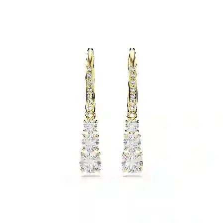 Resim Stilla Attract halka küpeler, Yuvarlak kesim, Beyaz, Altın rengi kaplama