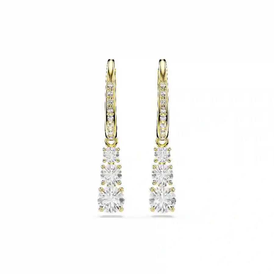 Resim Stilla Attract halka küpeler, Yuvarlak kesim, Beyaz, Altın rengi kaplama