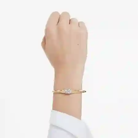 Resim Dextera Bileklik, Yuvarlak kesim, Beyaz, Altın rengi kaplama