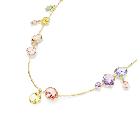 Resim Gema Dizi Kolye, Karışık kesimler, Çok renkli, Altın rengi kaplama