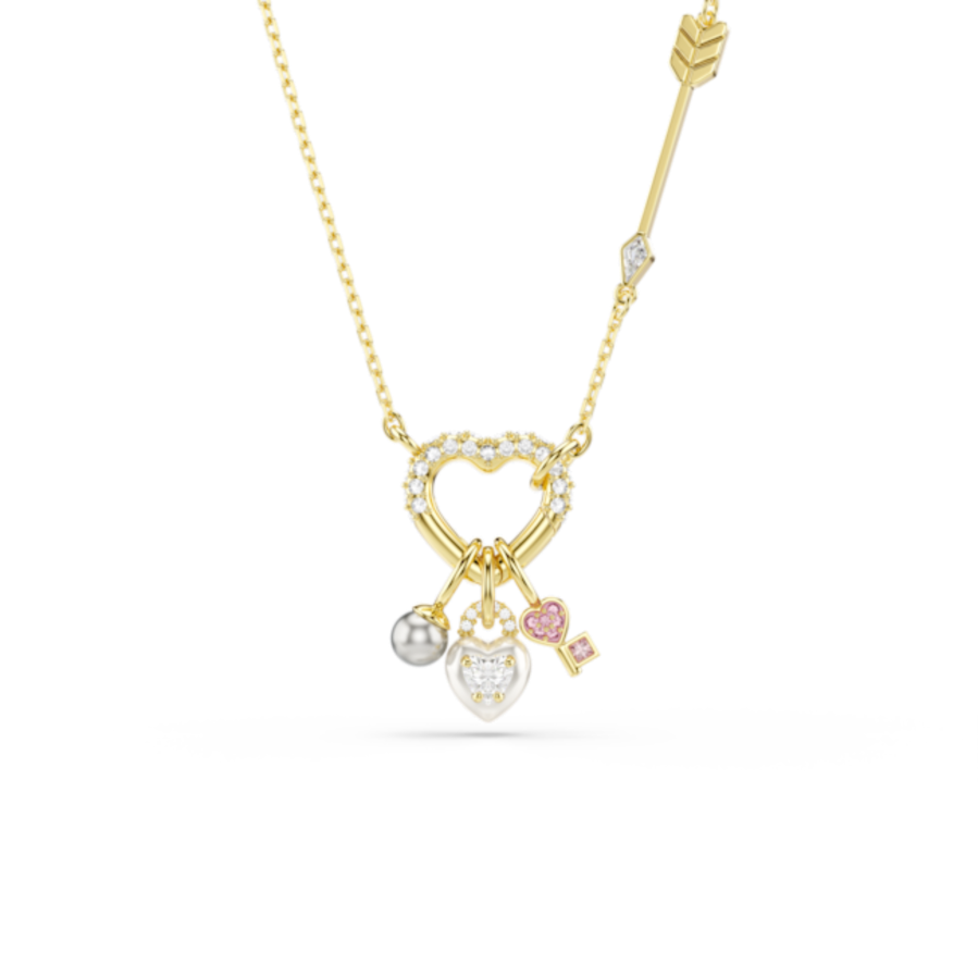 Resim Idyllia Kolye, Karışık kesimler, Kalp, anahtar, Pembe, Altın rengi kaplama