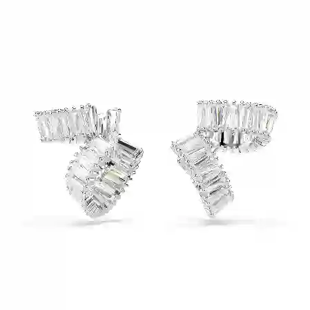 Resim Ariana Grande x Swarovski kelepçe küpe, Baget kesim, Beyaz, Rodyum kaplama