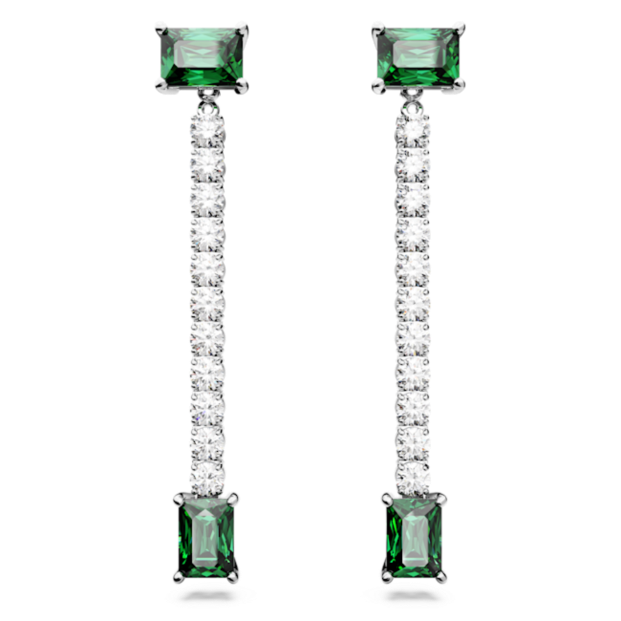 Resim Matrix damla küpeler, Karışık kesimler, Yeşil, Rodyum kaplama