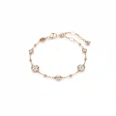 Resim Imber Bileklik, Yuvarlak kesim, Beyaz, Pembe altın rengi kaplama