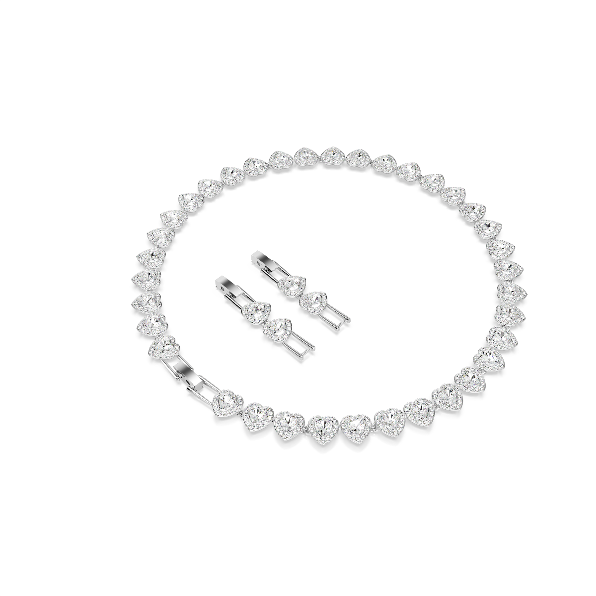 Resim Ariana Grande x Swarovski Tennis kolye, Karışık kesimler, Kalp, Beyaz, Rodyum kaplama