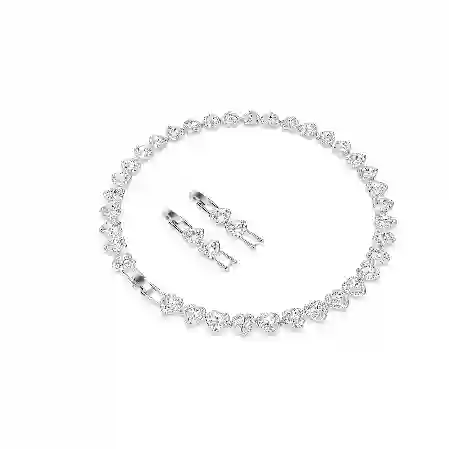 Resim Ariana Grande x Swarovski Tennis kolye, Karışık kesimler, Kalp, Beyaz, Rodyum kaplama