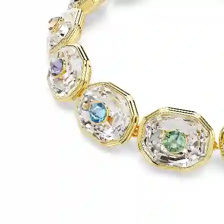 Resim Chroma Tennis bileklik, Sekizgen kesim, Çok renkli, Altın rengi kaplama