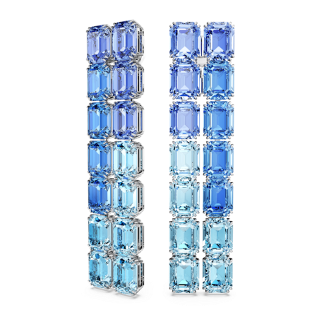 Resim Millenia Klipsli Küpeler, Sekizgen kesim, Renk geçişli, Uzun, Mavi, Rodyum kaplama