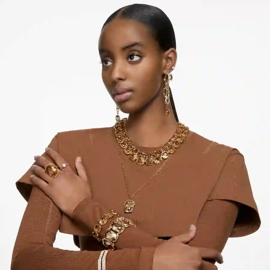 Resim Harmonia Kelepçe, Büyük yüzer kristaller, Altın Rengi, Altın rengi kaplama