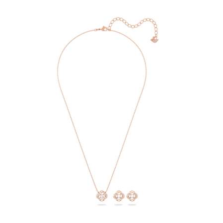 Resim Swarovski Sparkling Dance Set, Karışık kesimler, Yonca, Beyaz, Pembe altın rengi kaplama