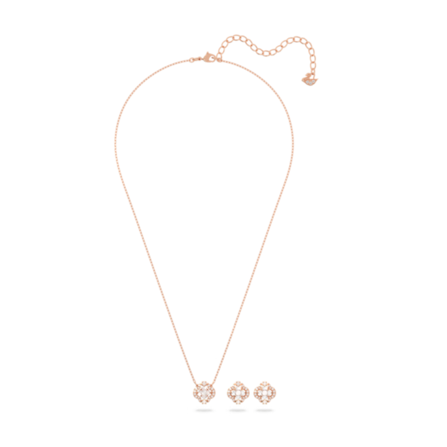 Resim Swarovski Sparkling Dance Set, Karışık kesimler, Yonca, Beyaz, Pembe altın rengi kaplama