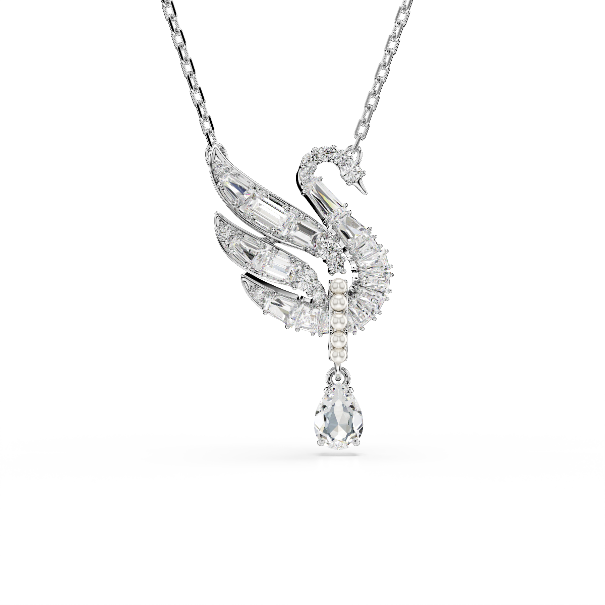 Resim Swan Vienna Kolye, Kuğu, Beyaz, Rodyum kaplama