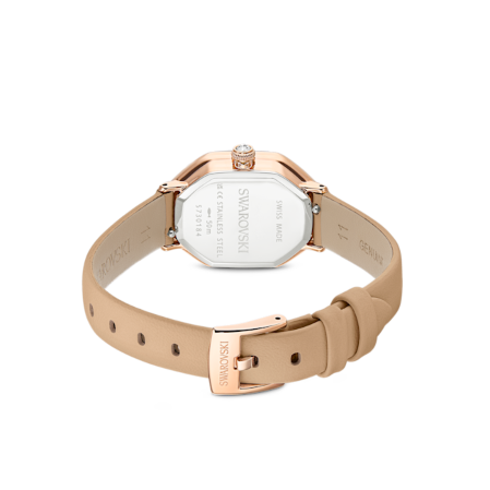 Resim Dextera octagon Saat, İsviçre Üretimi, Deri kayış, Kahverengi, Pembe altın rengi yüzey