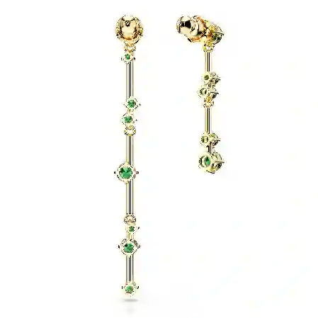 Resim Constella damla küpeler, Asimetrik tasarım, Yuvarlak kesim, Yeşil, Altın rengi kaplama