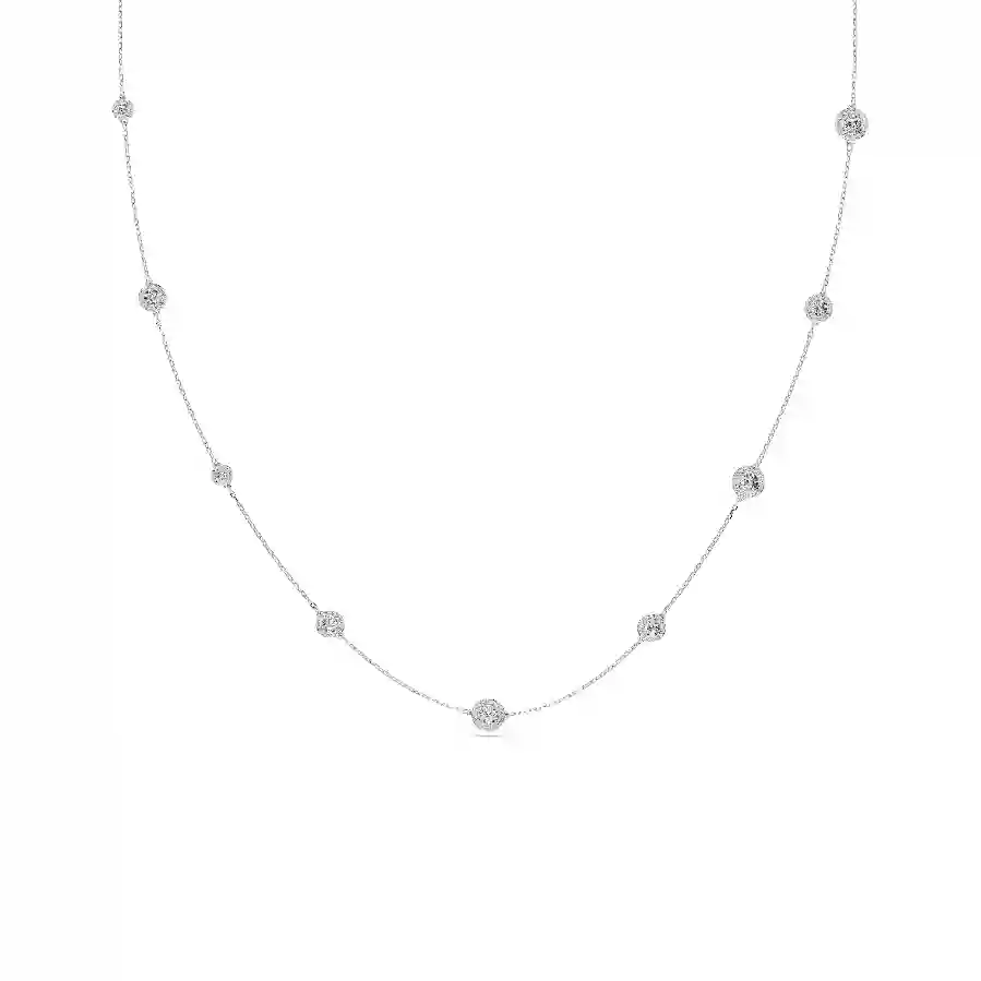 Resim Una Angelic Dizi Kolye, Yuvarlak kesim, Beyaz, Rodyum kaplama