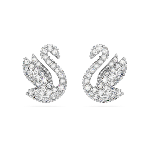 Resim Swarovski Iconic Swan düğme Küpeler, Kuğu, Beyaz, Rodyum kaplama