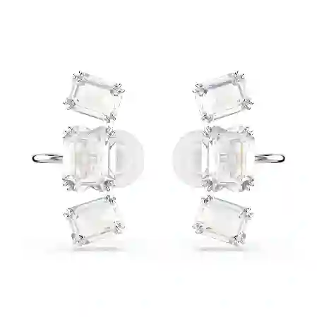 Resim Millenia Klipsli Küpeler, Sekizgen kesim, Beyaz, Rodyum kaplama