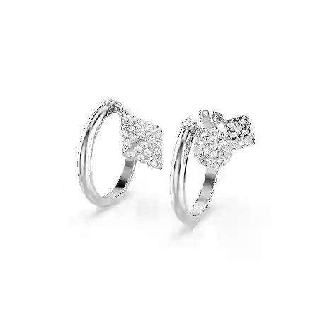 Resim Dextera Yüzük, Set (2), Küre ve küp, Beyaz, Rodyum kaplama