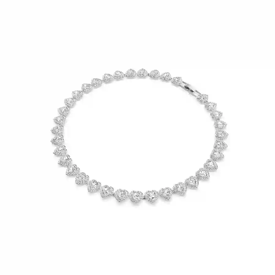 Resim Ariana Grande x Swarovski Tennis kolye, Karışık kesimler, Kalp, Beyaz, Rodyum kaplama