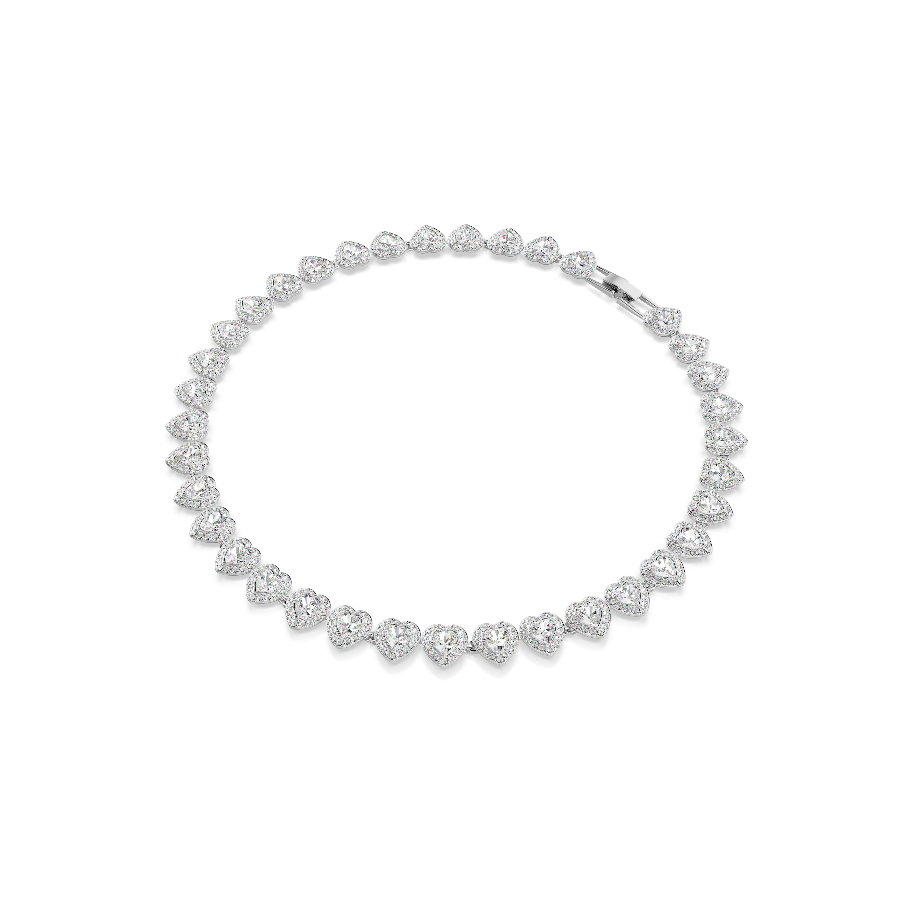 Resim Ariana Grande x Swarovski Tennis kolye, Karışık kesimler, Kalp, Beyaz, Rodyum kaplama