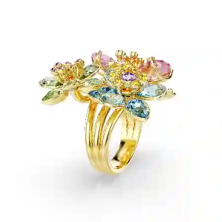 Resim Idyllia Yüzük, Karışık kesimler, Çiçek, Çok renkli, Altın rengi kaplama