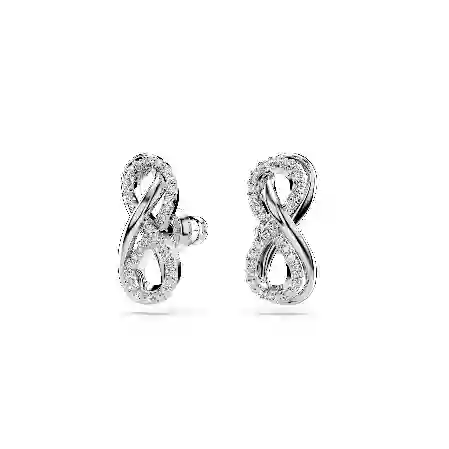 Resim Hyperbola düğme Küpeler, Infinity, Beyaz, Rodyum kaplama