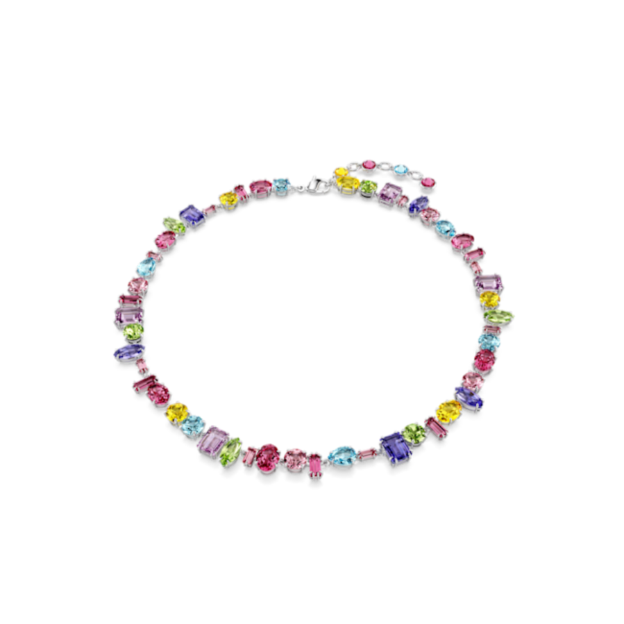 Resim Gema Kolye, Karışık kesimler, Çok renkli, Rodyum kaplama